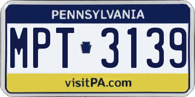 PA license plate MPT3139