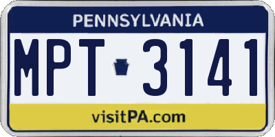 PA license plate MPT3141