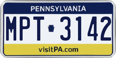 PA license plate MPT3142