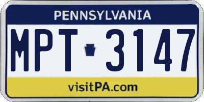 PA license plate MPT3147