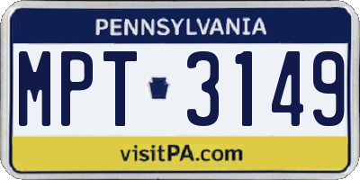 PA license plate MPT3149