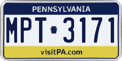 PA license plate MPT3171