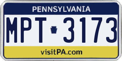 PA license plate MPT3173