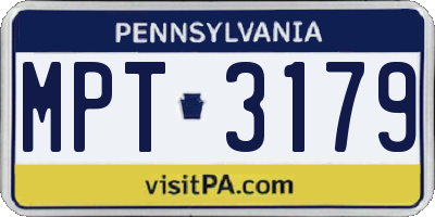 PA license plate MPT3179