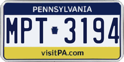 PA license plate MPT3194