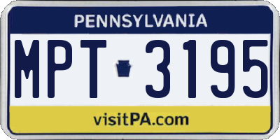 PA license plate MPT3195