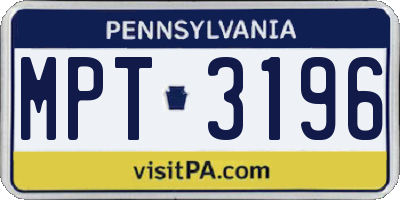 PA license plate MPT3196