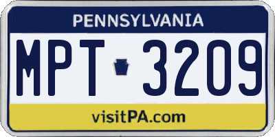 PA license plate MPT3209