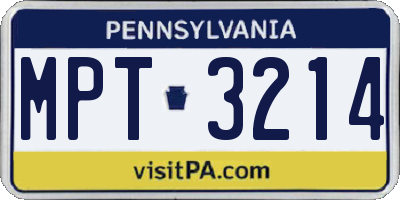 PA license plate MPT3214