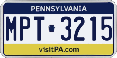 PA license plate MPT3215