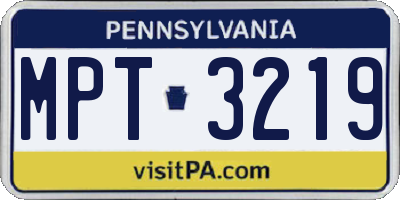 PA license plate MPT3219