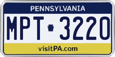 PA license plate MPT3220