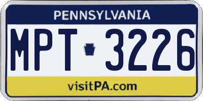 PA license plate MPT3226