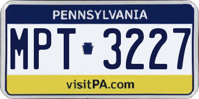 PA license plate MPT3227