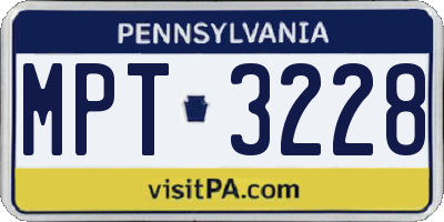 PA license plate MPT3228