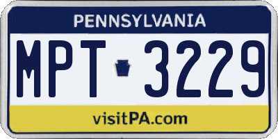 PA license plate MPT3229