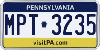 PA license plate MPT3235