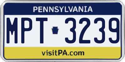 PA license plate MPT3239