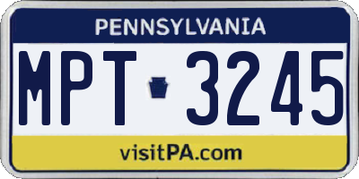 PA license plate MPT3245