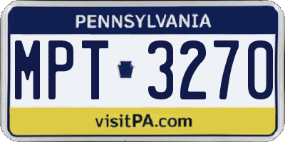 PA license plate MPT3270