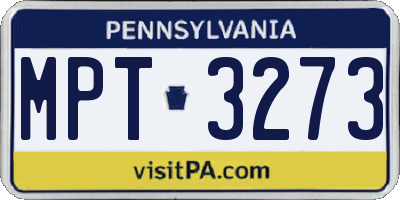 PA license plate MPT3273
