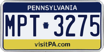 PA license plate MPT3275