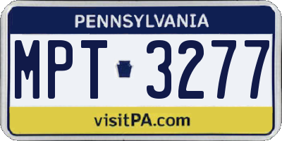 PA license plate MPT3277