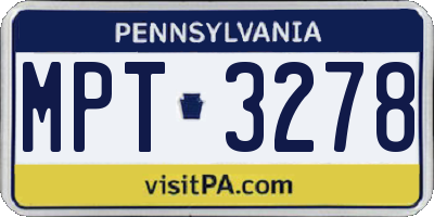 PA license plate MPT3278