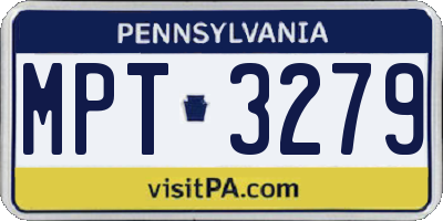 PA license plate MPT3279