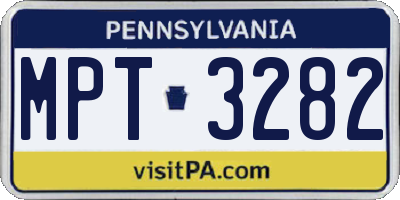PA license plate MPT3282
