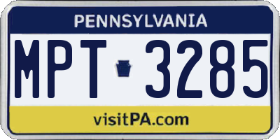 PA license plate MPT3285