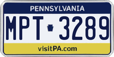 PA license plate MPT3289