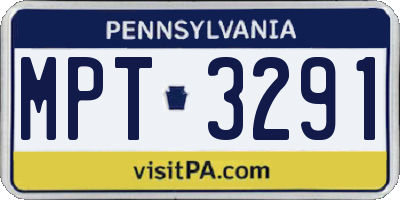 PA license plate MPT3291