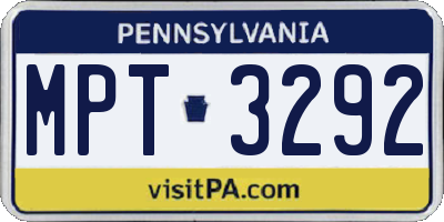 PA license plate MPT3292