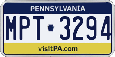 PA license plate MPT3294