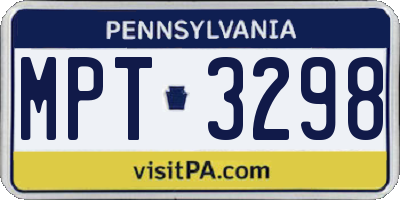 PA license plate MPT3298