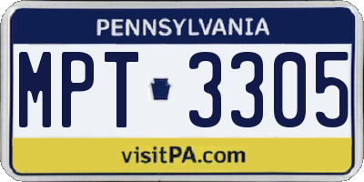 PA license plate MPT3305