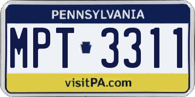 PA license plate MPT3311