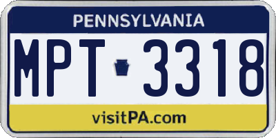 PA license plate MPT3318