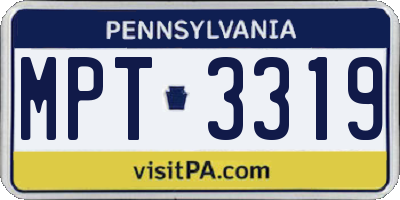 PA license plate MPT3319