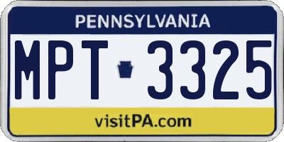PA license plate MPT3325