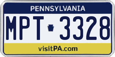 PA license plate MPT3328