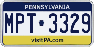 PA license plate MPT3329