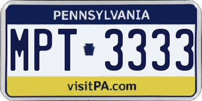 PA license plate MPT3333