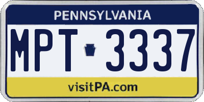 PA license plate MPT3337