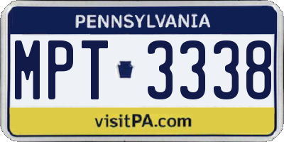 PA license plate MPT3338