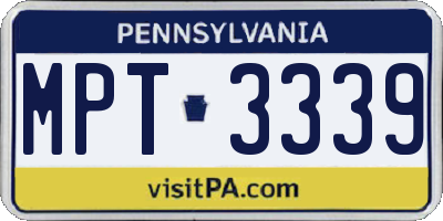 PA license plate MPT3339