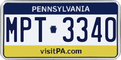 PA license plate MPT3340