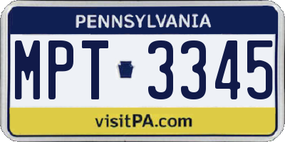 PA license plate MPT3345