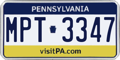 PA license plate MPT3347